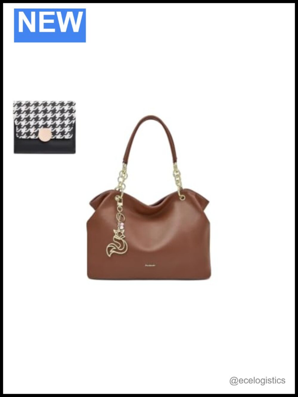 Genuine Leather Tote Bag with Small Wallet for Women